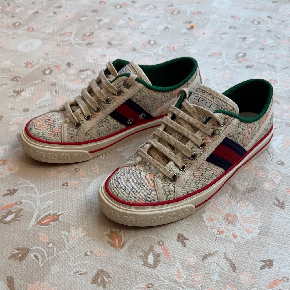 WORN ONCE - Gucci Tennis 1977 Liberty London Floral Canvas Sneakers (IT 37/US 7)